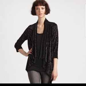 Alice+olivia Sz S Crushed Velvet Mariona Drape Cardigan Black New